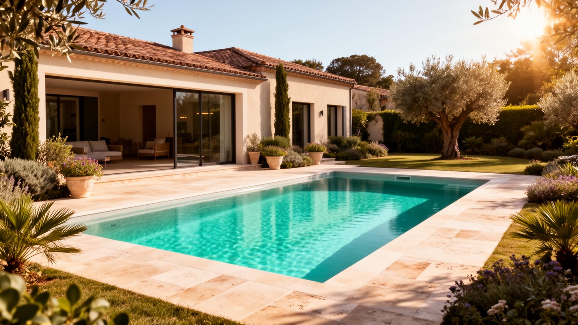 Belle piscine dans un jardin